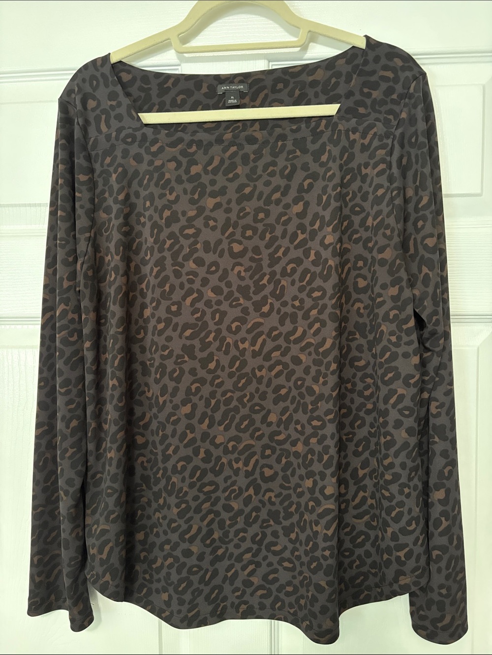 Ann Taylor Brown Black Leopard Long Sleeve Top XL